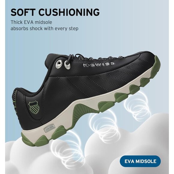 K-swiss Men's Sky/black Wide Tennis Dad Walking Leather Upper Sneaker Shoes - Picture 2 of 6